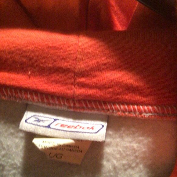 Reebok Men's Hoodie Pullover Grey With Orange Trim Stylish USXL - Picture 6 of 6